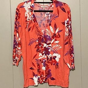 Pinkish Coral Roz & Ali Floral Cardigan